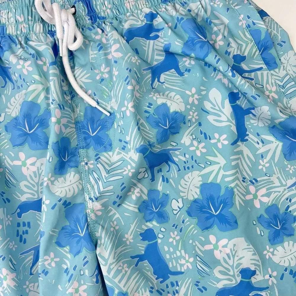 SOUTHERN‎ PROPER Sky Blue Floral Dog Print Men's XL Drawstring Waist EUC